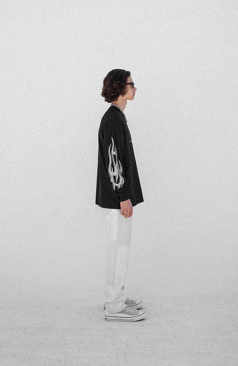 STAMPD Chrome Flame Ls Relaxed Tee Mens Apparel